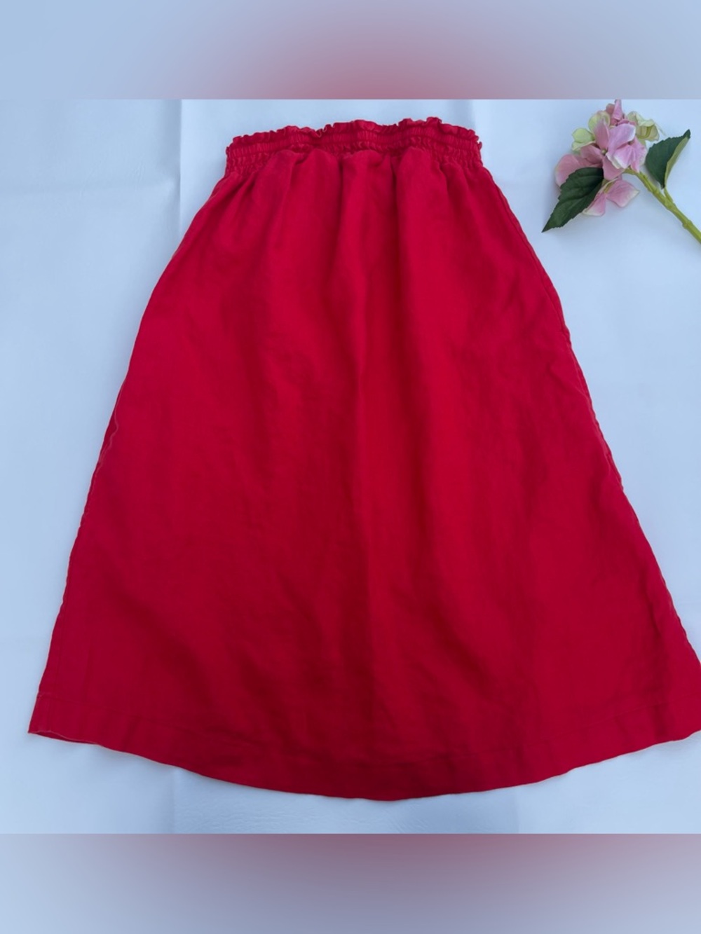 Everlane 100% Linen Red Smocked Mini Dress size XXS